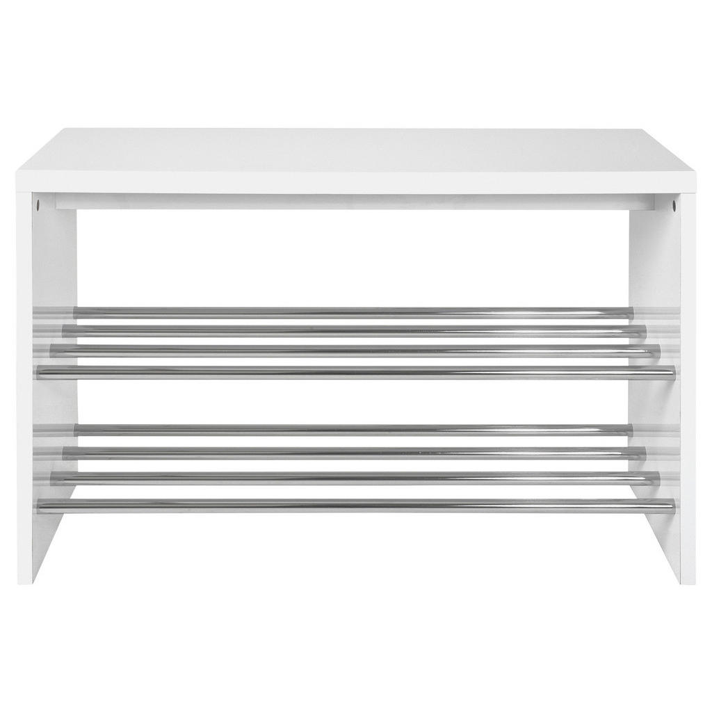 REGÁL NA BOTY, barvy chromu, vysoce lesklá bílá, 81/55/30 cm