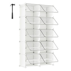 REGÁL NA BOTY, bílá, průhledné, 83/156/32 cm