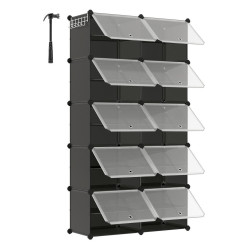 REGÁL NA BOTY, černá, 83/156/32 cm