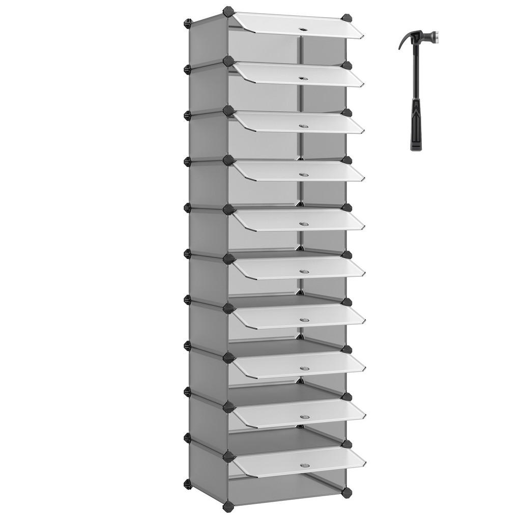 REGÁL NA BOTY, šedá, 43/173/31 cm