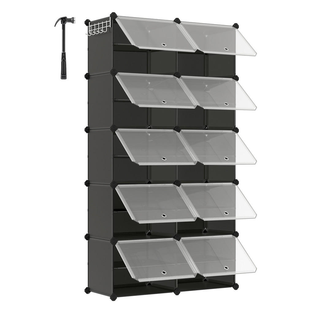 REGÁL NA BOTY, černá, 83/156/32 cm