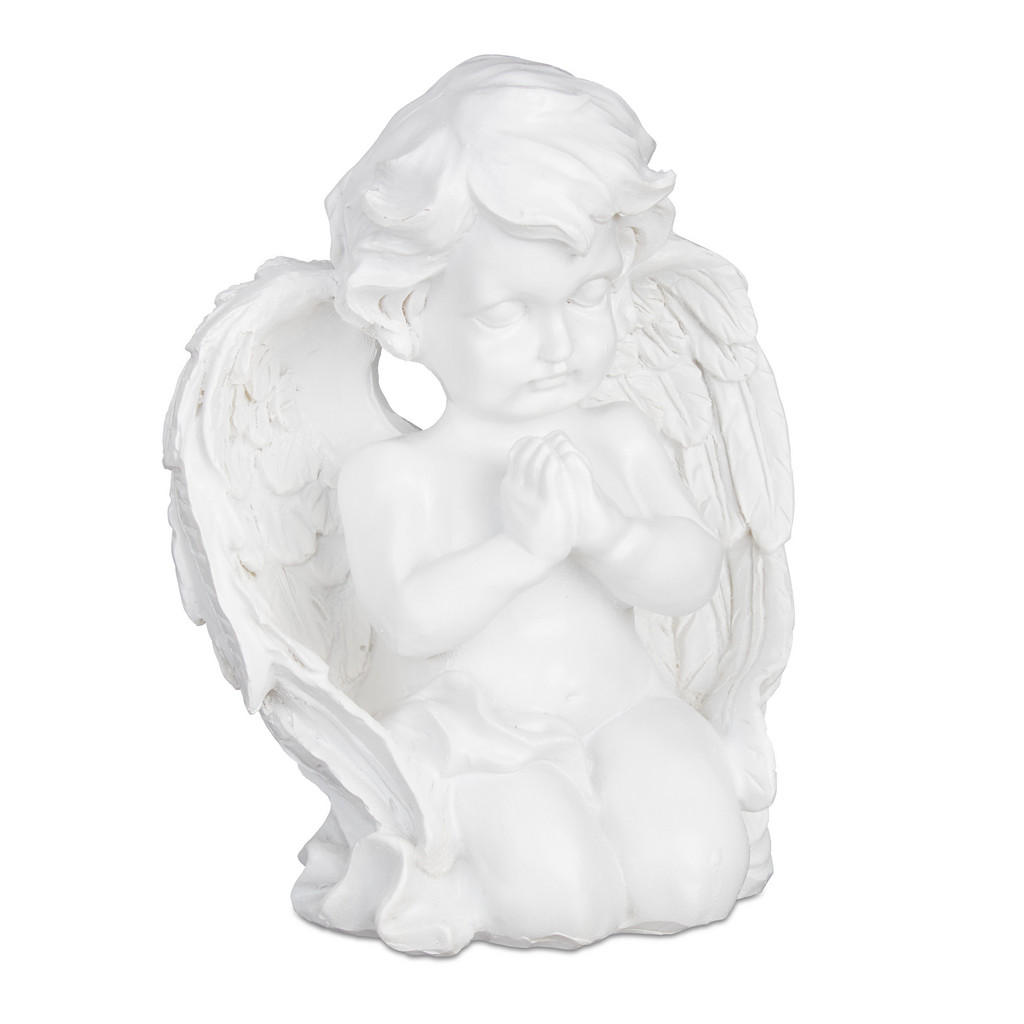 Relaxdays ANDĚL Bílá na hrob polyresin mrazuvzdorný výška 15,5 cm