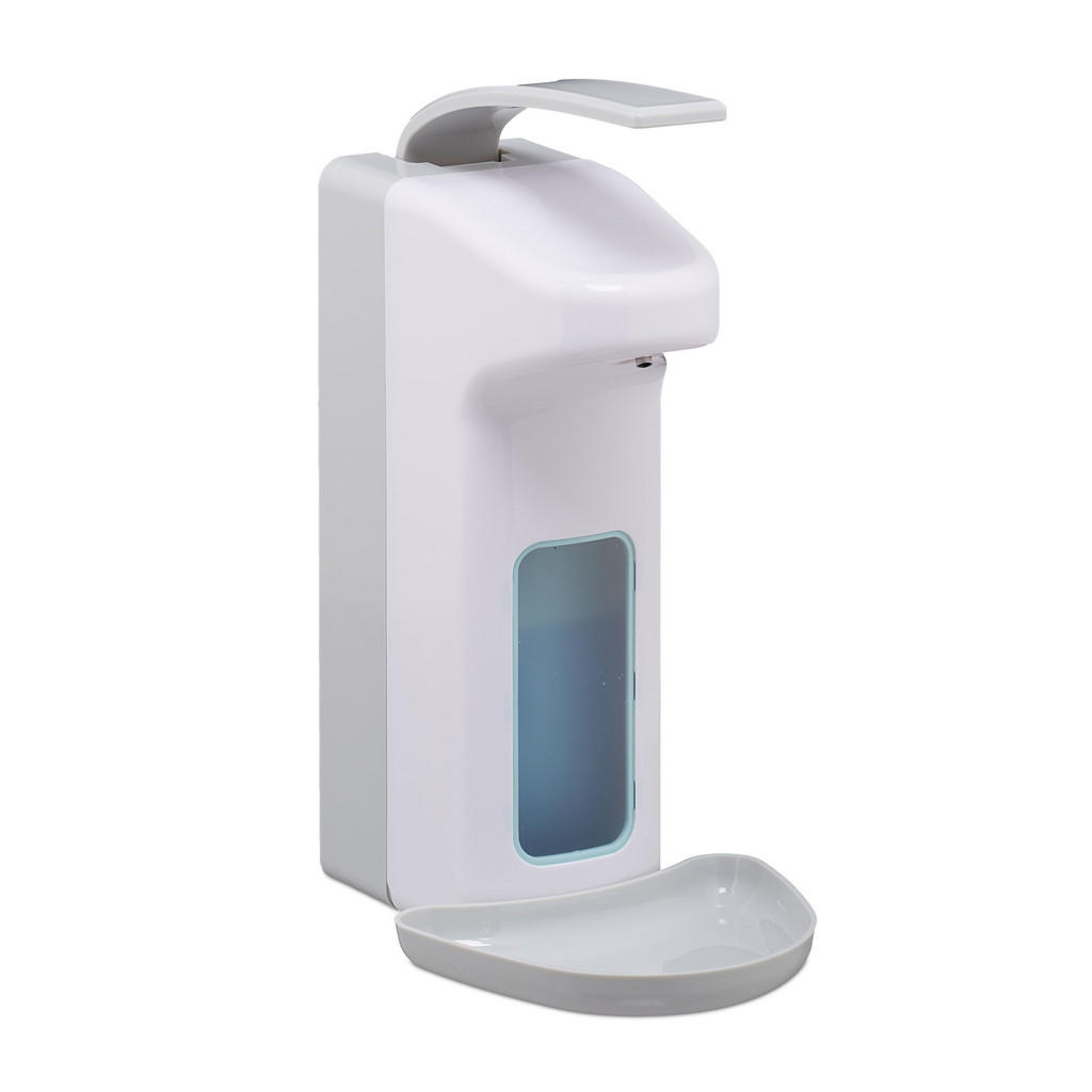 Relaxdays DÁVKOVAČ Bílá Šedá nástěnný na dezinfekci a mýdlo 1000 ml ABS