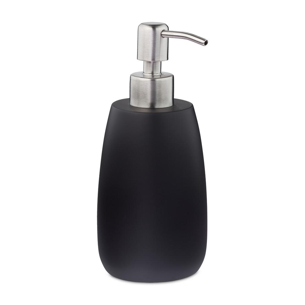 Relaxdays DÁVKOVAČ MÝDLA Černý polyresin 300 ml nerezová pumpička