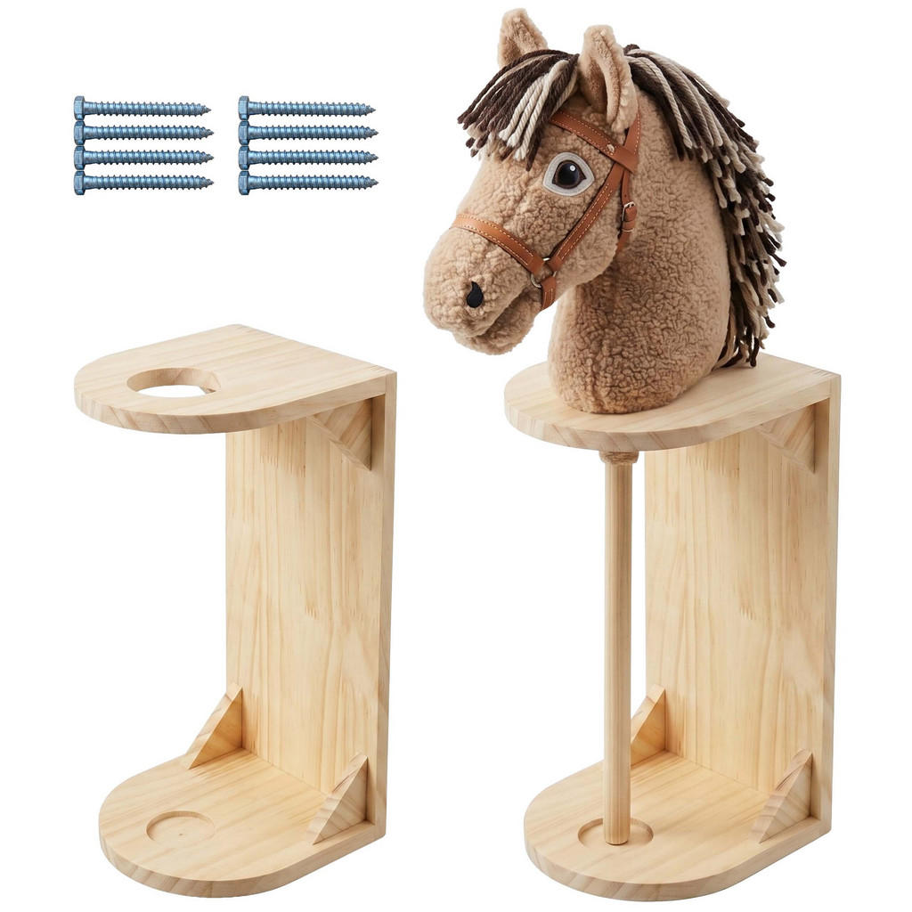 Relaxdays DRŽÁK přírodní 2dílná-sada na hobby horse borové dřevo 35 cm