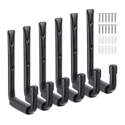 Relaxdays HÁKY Černé 6dílný-set ocel U tvar 22 cm