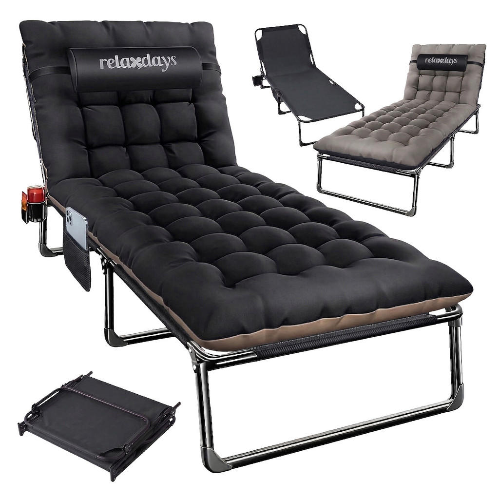Relaxdays KEMPINGOVÁ POSTEL Černá skládací s matrací
