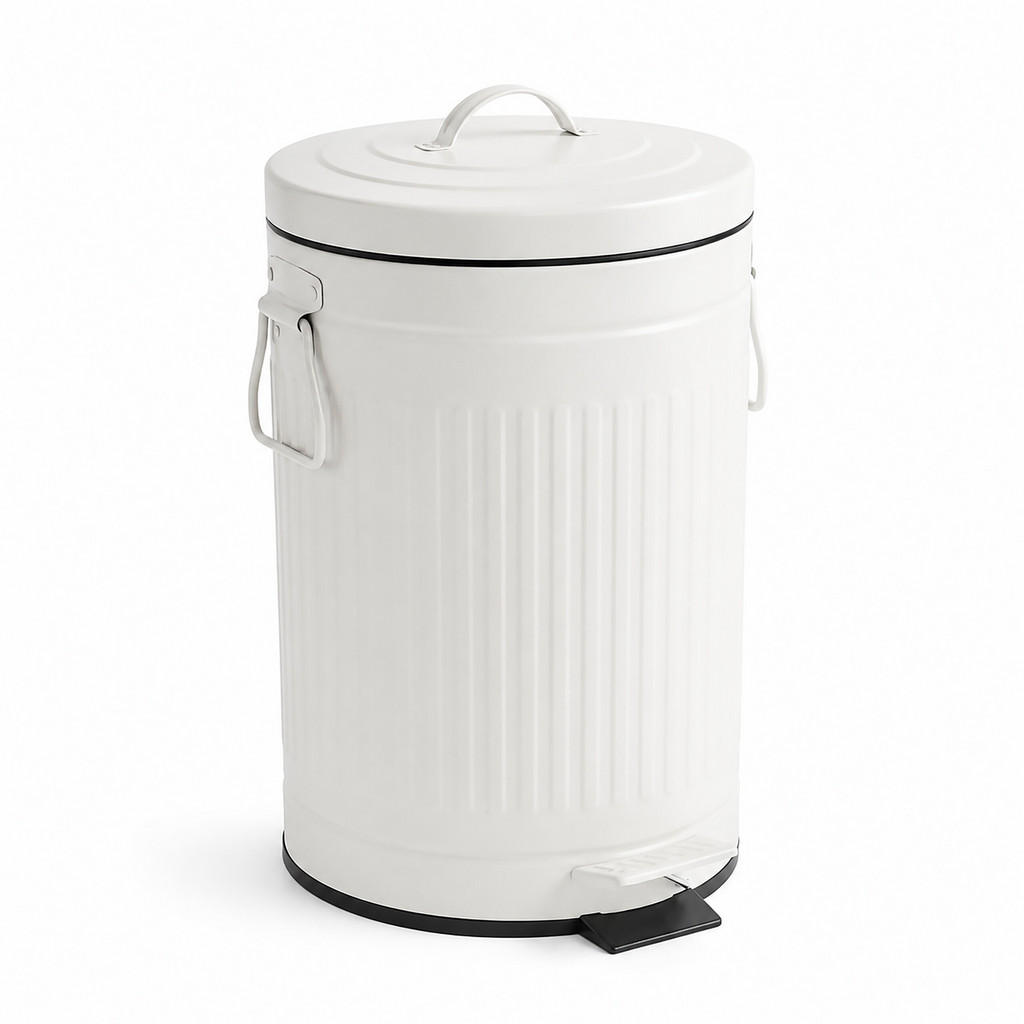 Relaxdays KOŠ Bílý 12 l pedálový softclose kov