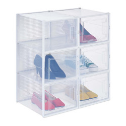 Relaxdays KRABICE Transparentní Bílé 6ks-Set s víkem