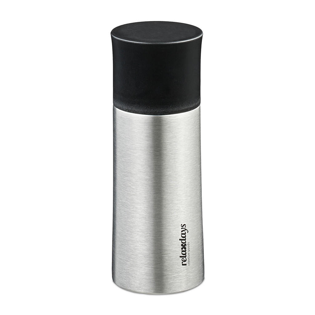 Relaxdays LÁHEV Stříbrná Černá nerezová 300 ml s hrnkem