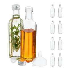 Relaxdays LÁHVE transparentní stříbrná 10ks-sada 250 ml