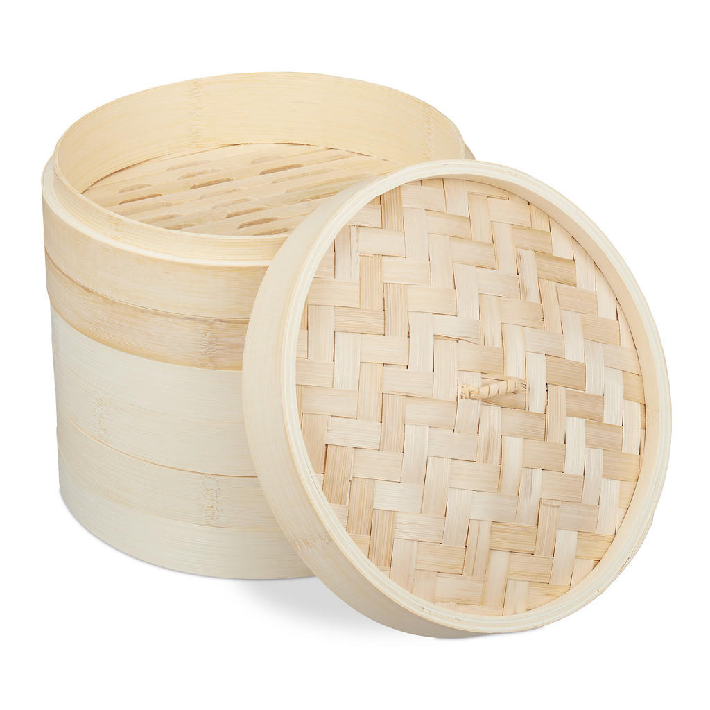 Relaxdays NAPAŘOVAČ Přírodní bambus 3-patra 24 cm