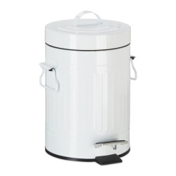 Relaxdays ODPADKOVÝKOŠ Bílá Vintage kovový s pedálem 3 l