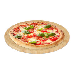 Relaxdays PIZZATALÍŘ Přírodní bambus 32 cm se zvýšeným okrajem