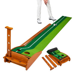 Relaxdays PODLOŽKA Zelená Přírodní na putting automatický návrat míčku 300 cm