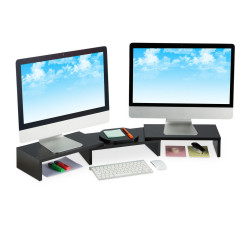 Relaxdays PODSTAVEC Černý pro 2 monitory nastavitelný MDF 104 cm