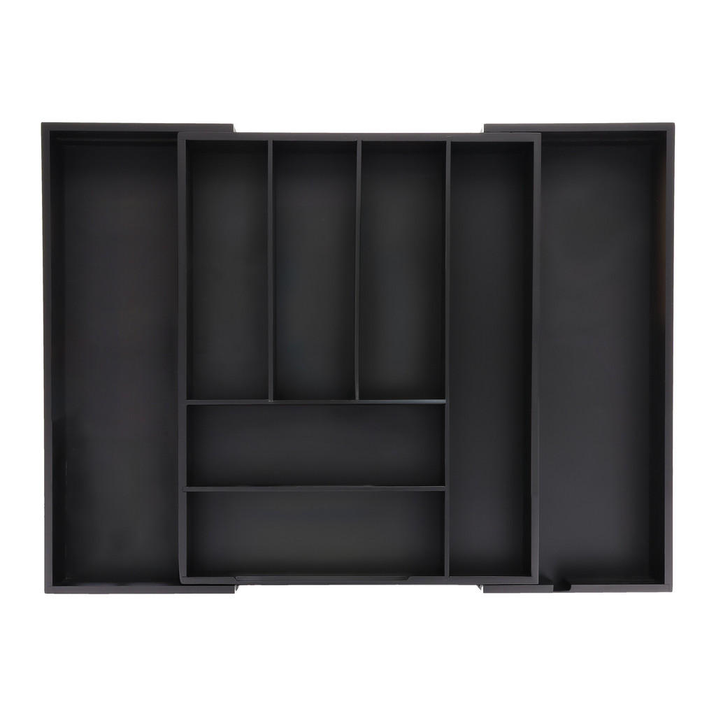 Relaxdays PŘÍBORNÍK Černý bambus MDF výsuvný 8 přihrádek 35 cm