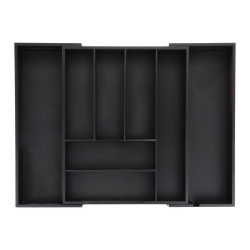 Relaxdays PŘÍBORNÍK Černý bambus MDF výsuvný 8 přihrádek 35 cm