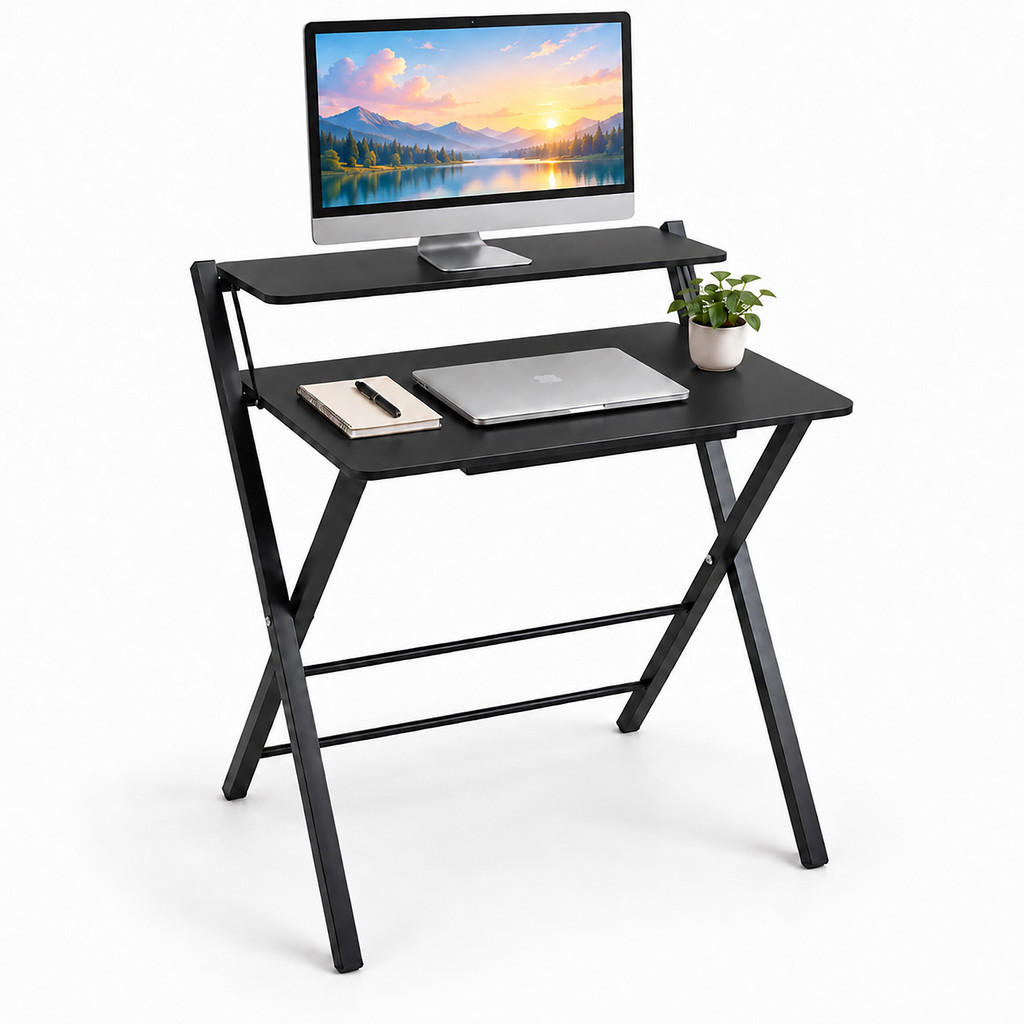 Relaxdays PSACÍ STŮL Černý skládací s nástavcem na monitor