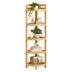 Relaxdays REGÁL Přírodní rohový bambus 5 polic 116x23x23 cm