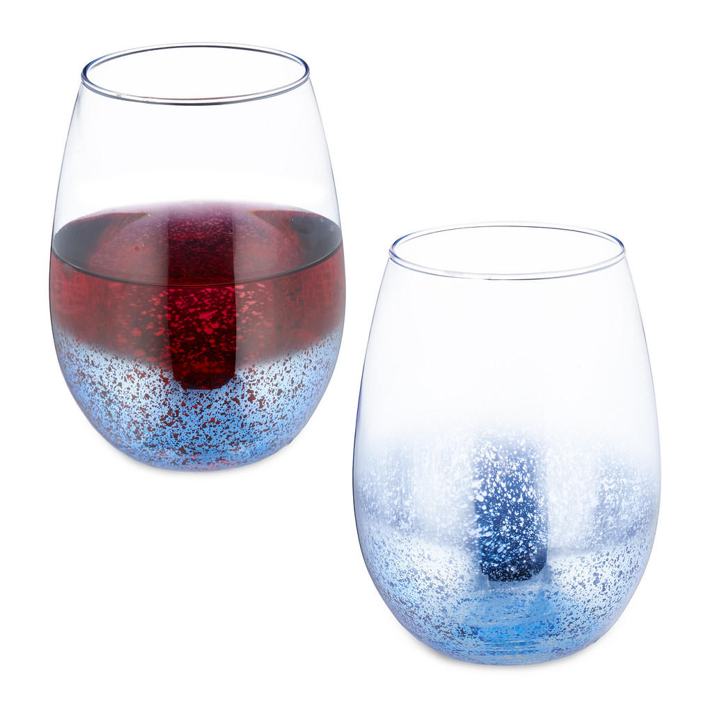 Relaxdays SKLENICE modré 2dílná-sada bez stopky sklo 500 ml