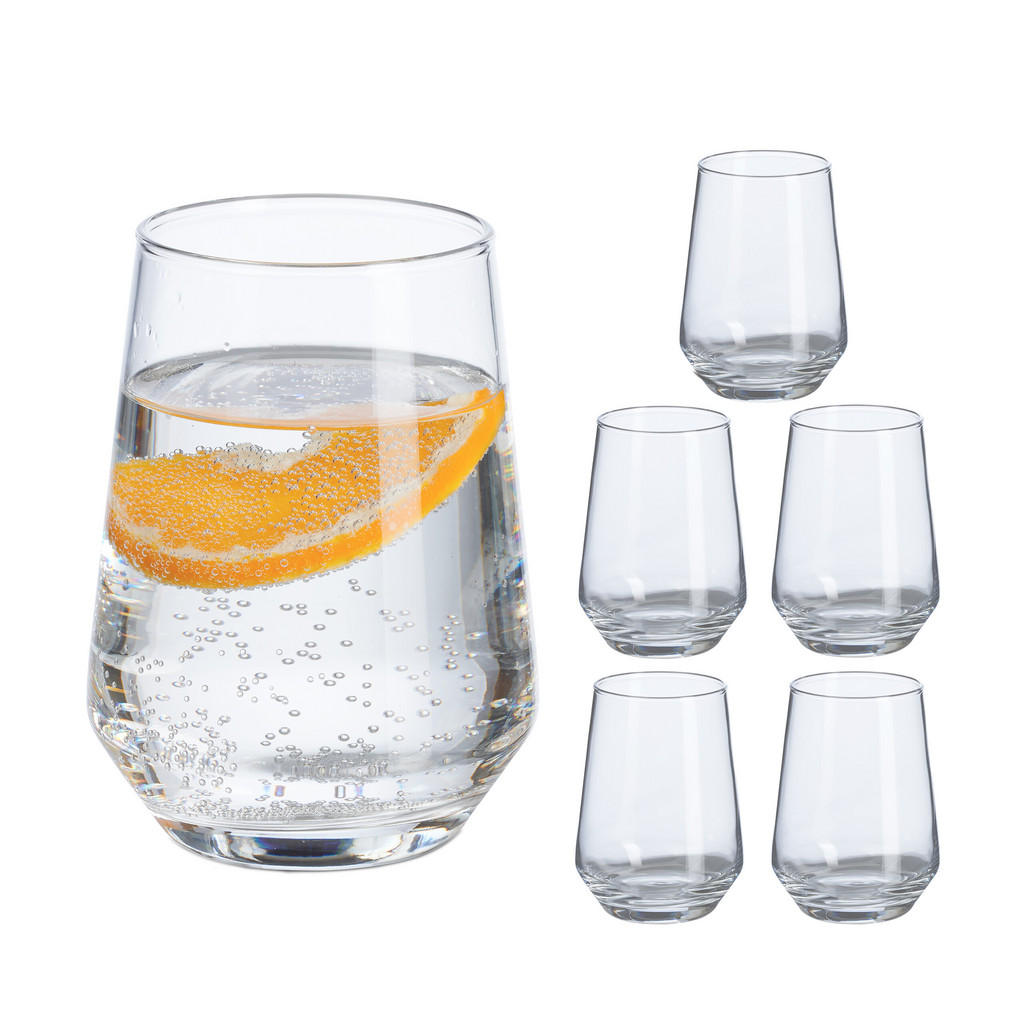 Relaxdays SKLENICE Transparentní 6-ks-set sklo 390 ml