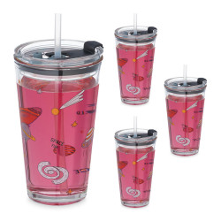 Relaxdays SKLENICE transparentní šedá bílá 4dílná-sada 450 ml