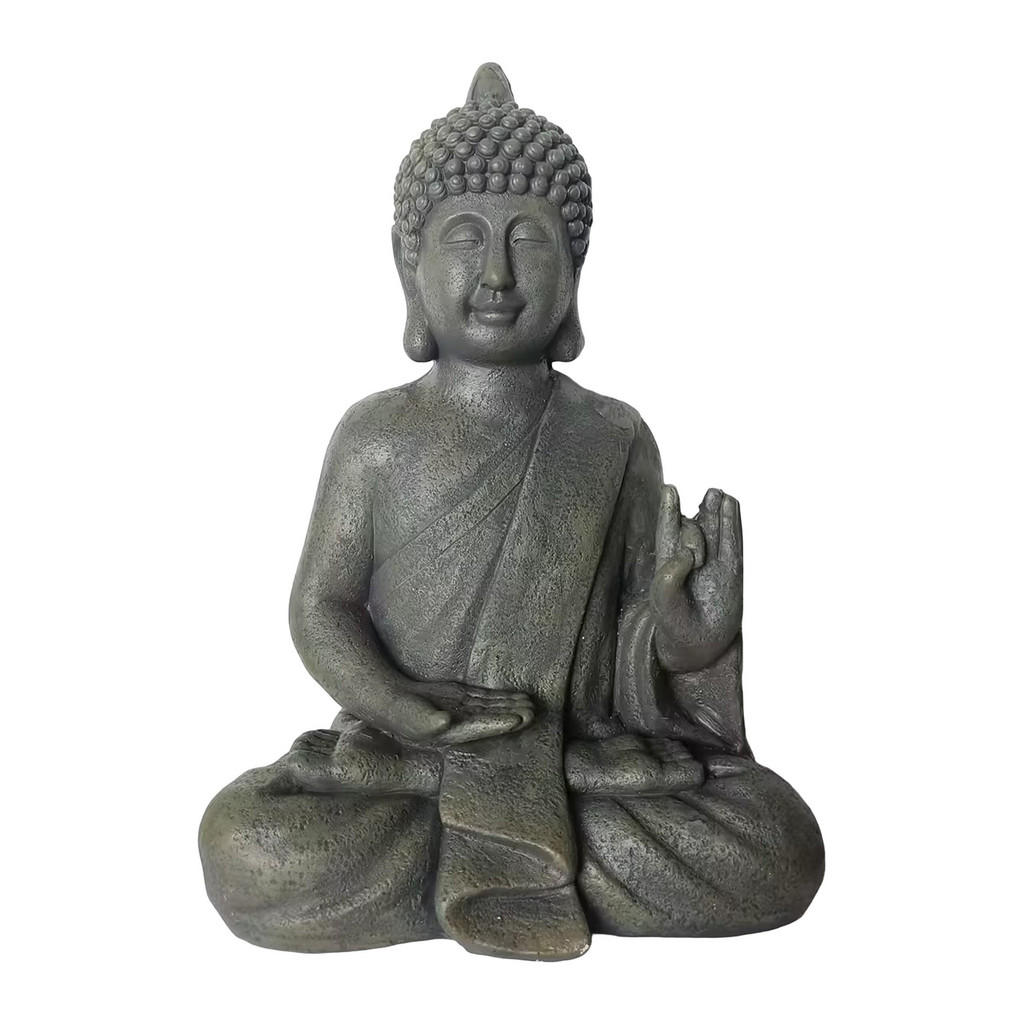 Relaxdays SOCHA antracitová Buddha polyresin vzhled kamene 52 cm
