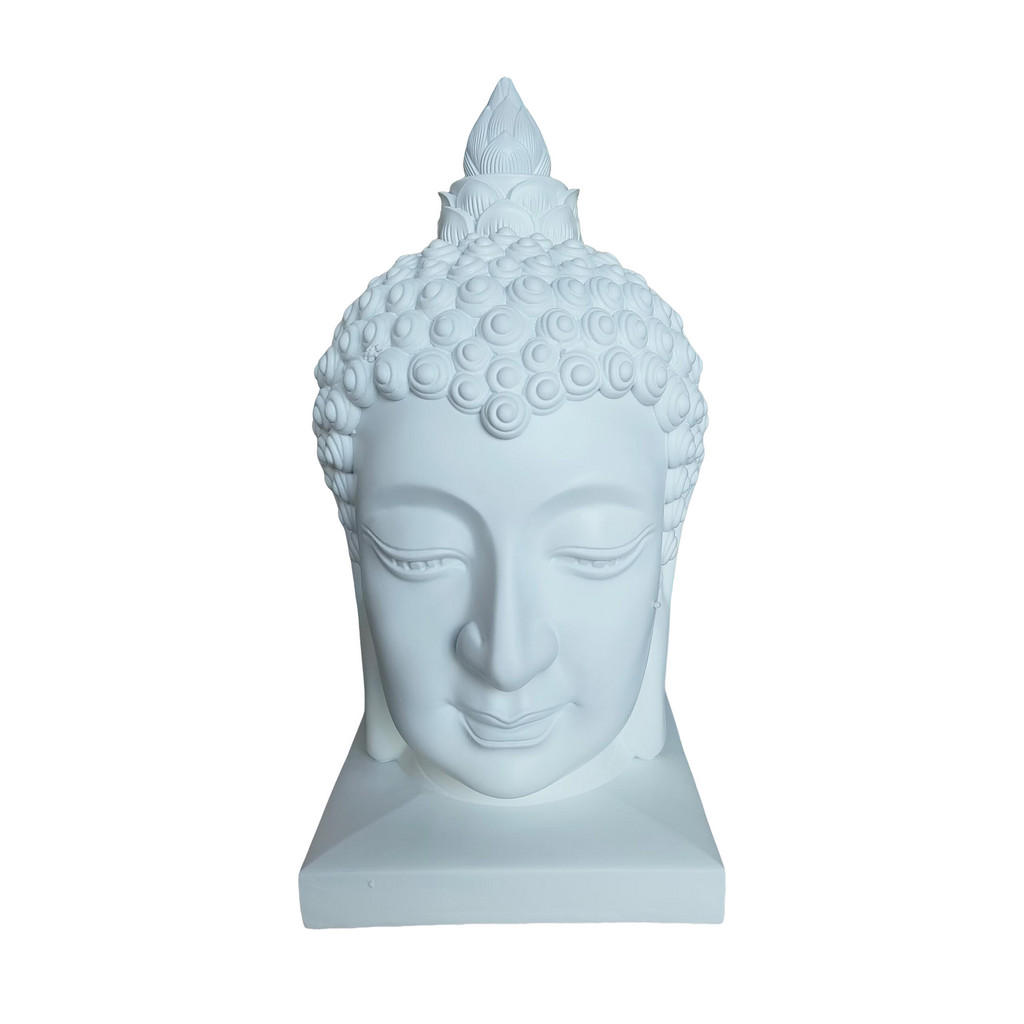 Relaxdays SOCHA Bílá hlava Buddhy polyresin 60 cm
