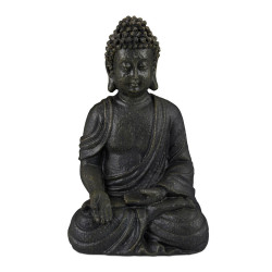 Relaxdays SOCHA Tmavě šedá sedící Buddha polyresin 30 cm
