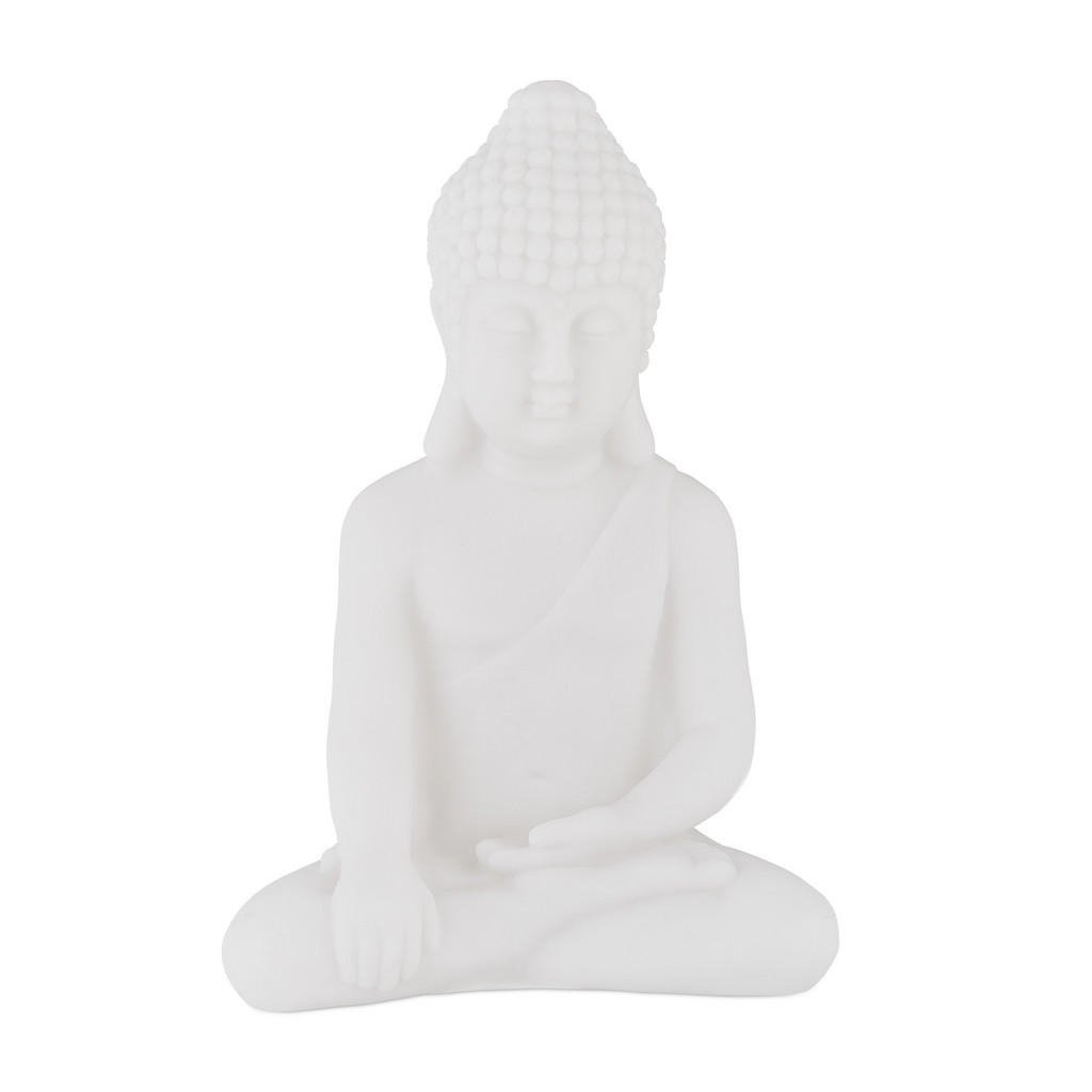 Relaxdays SOŠKA Bílá Buddha plast mrazuvzdorná 17 cm