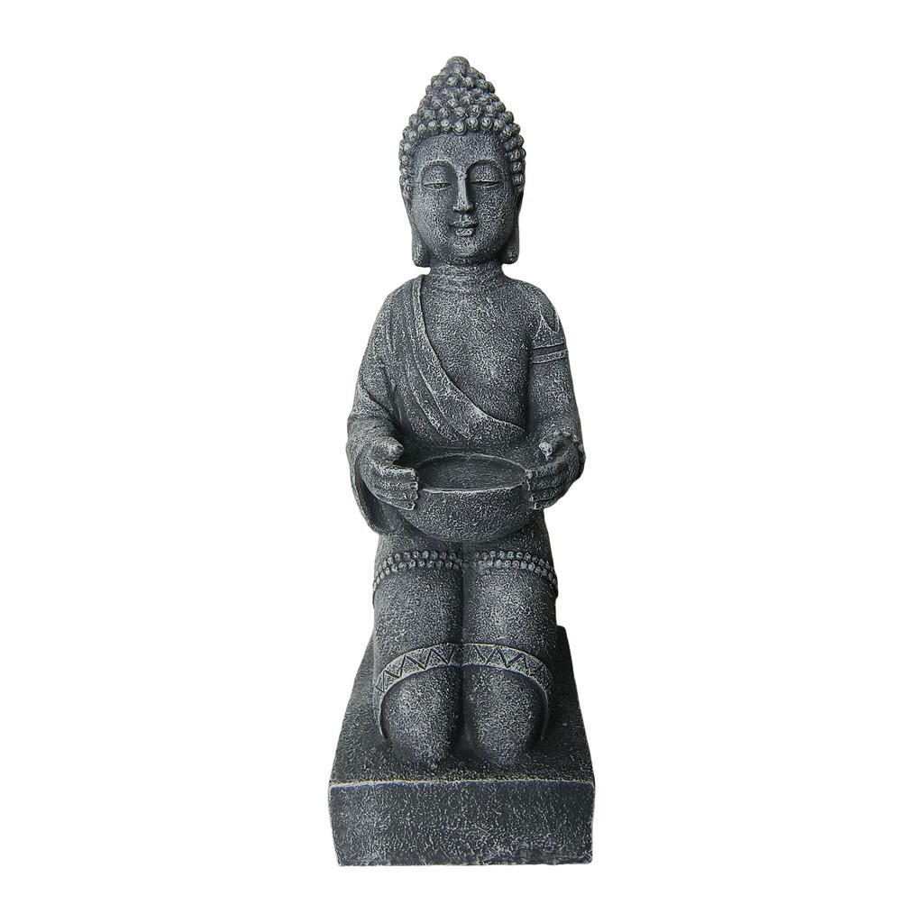 Relaxdays SOŠKA Šedá Buddha Polyresin 43 cm