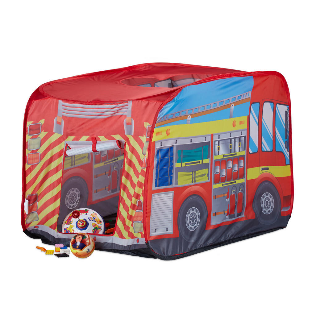 Relaxdays STAN Barevný samorozkládací motiv hasičského auta polyester 70x110x70 cm