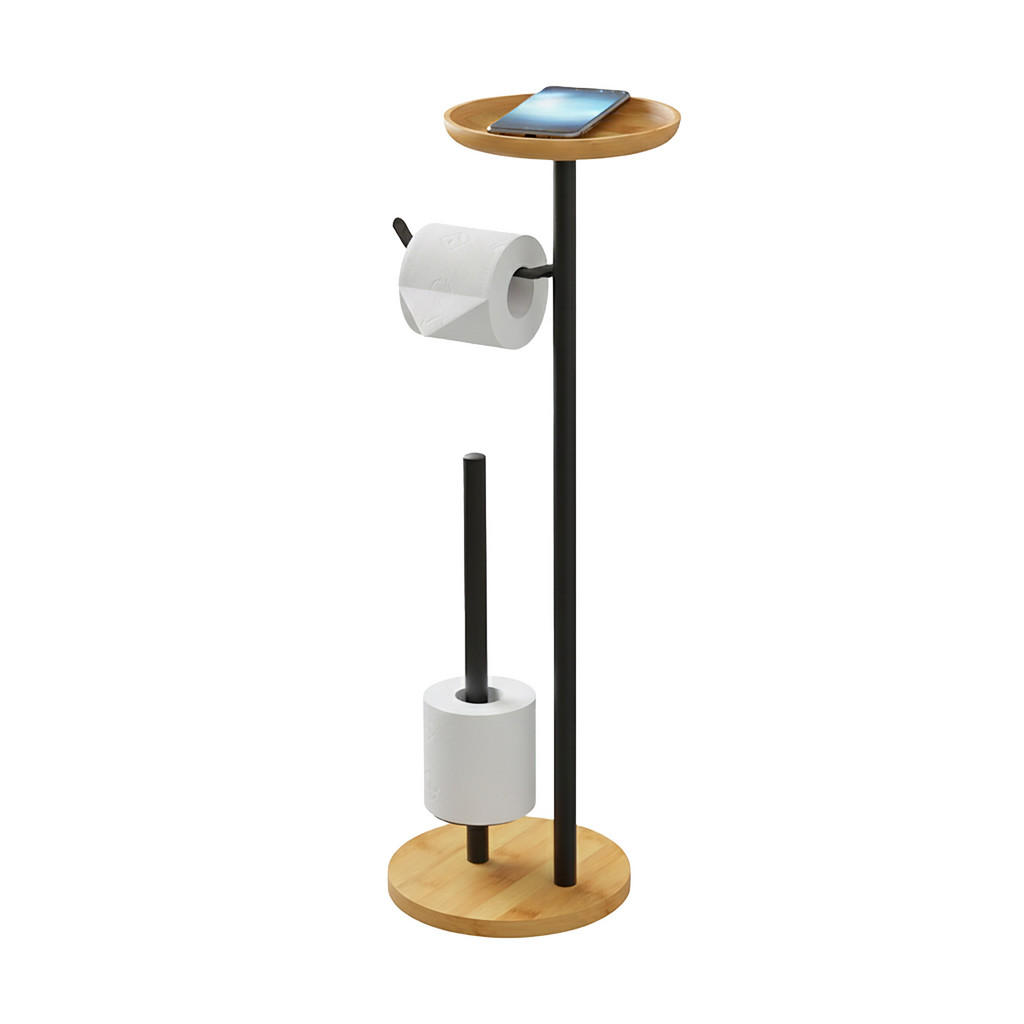 Relaxdays STOJAN Černý s poličkou bambus kov 65 cm