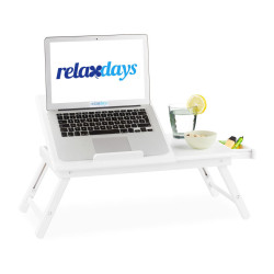 Relaxdays STOLEK Bílý bambusový skládací se zásuvkou