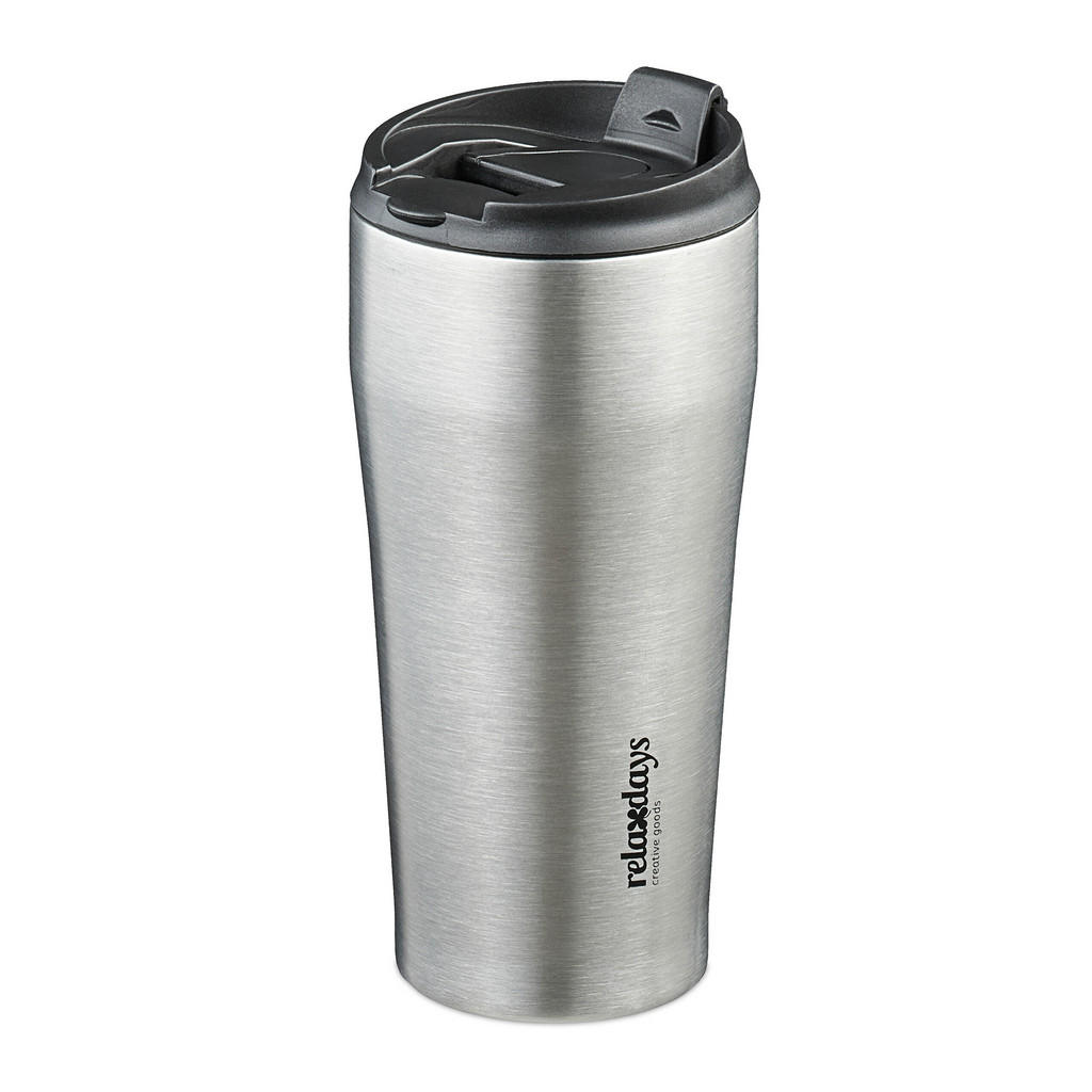 Relaxdays TERMOHRNEK Stříbrná Černá nerezová ocel 400 ml vakuově izolovaný