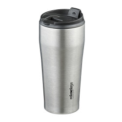 Relaxdays TERMOHRNEK Stříbrná Černá nerezová ocel 400 ml vakuově izolovaný