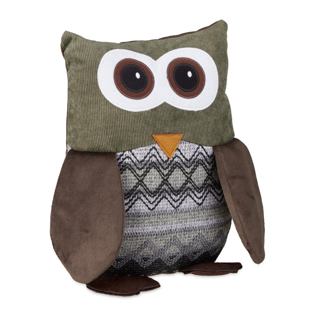 Relaxdays ZARÁŽKA hnědá sova polyester s pískovou výplní 24 cm