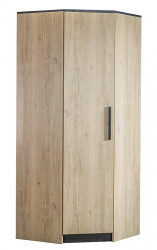 Rohová šatní skříň colin - dub kestína/šedá