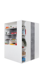 Rohová šatní skříň Sigma SI1 Barva korpusu: Bílá/Beton