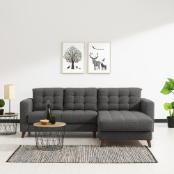 Rohová sedací souprava, rozkládací s úložným prostorem lungo - tmavě