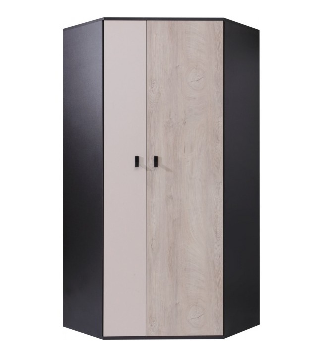 Rohová skříň šatní černá saturn - levá/pravá