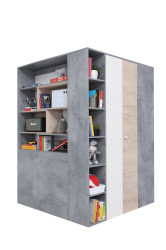 Rohová skříň Sigma SI1 Barva korpusu: Bílá/Beton, Varianta Si: Levá