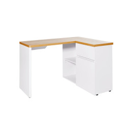 ROHOVÝ PSACÍ STŮL, bílá, barvy dubu, 117/90/76,2 cm