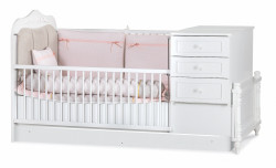 Rostoucí postýlka 80x180 se zásuvkou luxor - bílá/béžová