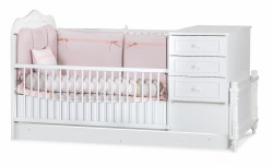 Rostoucí postýlka 80x180 se zásuvkou luxor - bílá/růžová