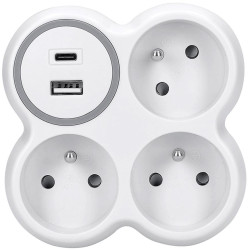 Rozbočka 3x15A USB A+C nabíječka s vypínačem