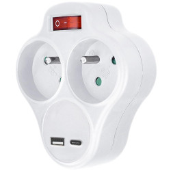 Rozbočka s USB a+c nabíječkou 2x10A s vypínačem