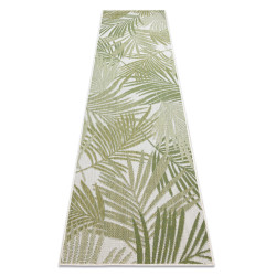 rugsX KOBEREC, běhoun SISAL SION palmové listy, tropický 2837 ploché tkaní ecru / zelená 70/250 cm