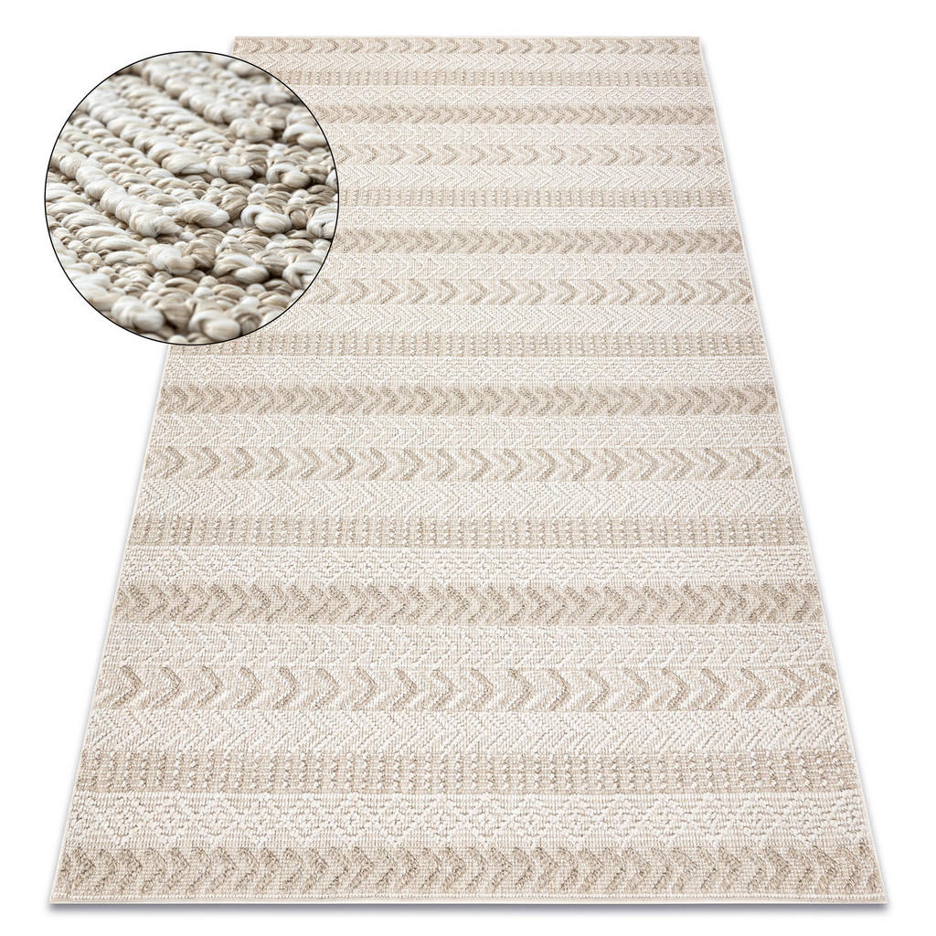 rugsX KOBEREC JERSEY 19243 béžový - Rybí kost, strukturální, smyčka BOHO 200/290 cm